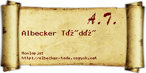 Albecker Tádé névjegykártya